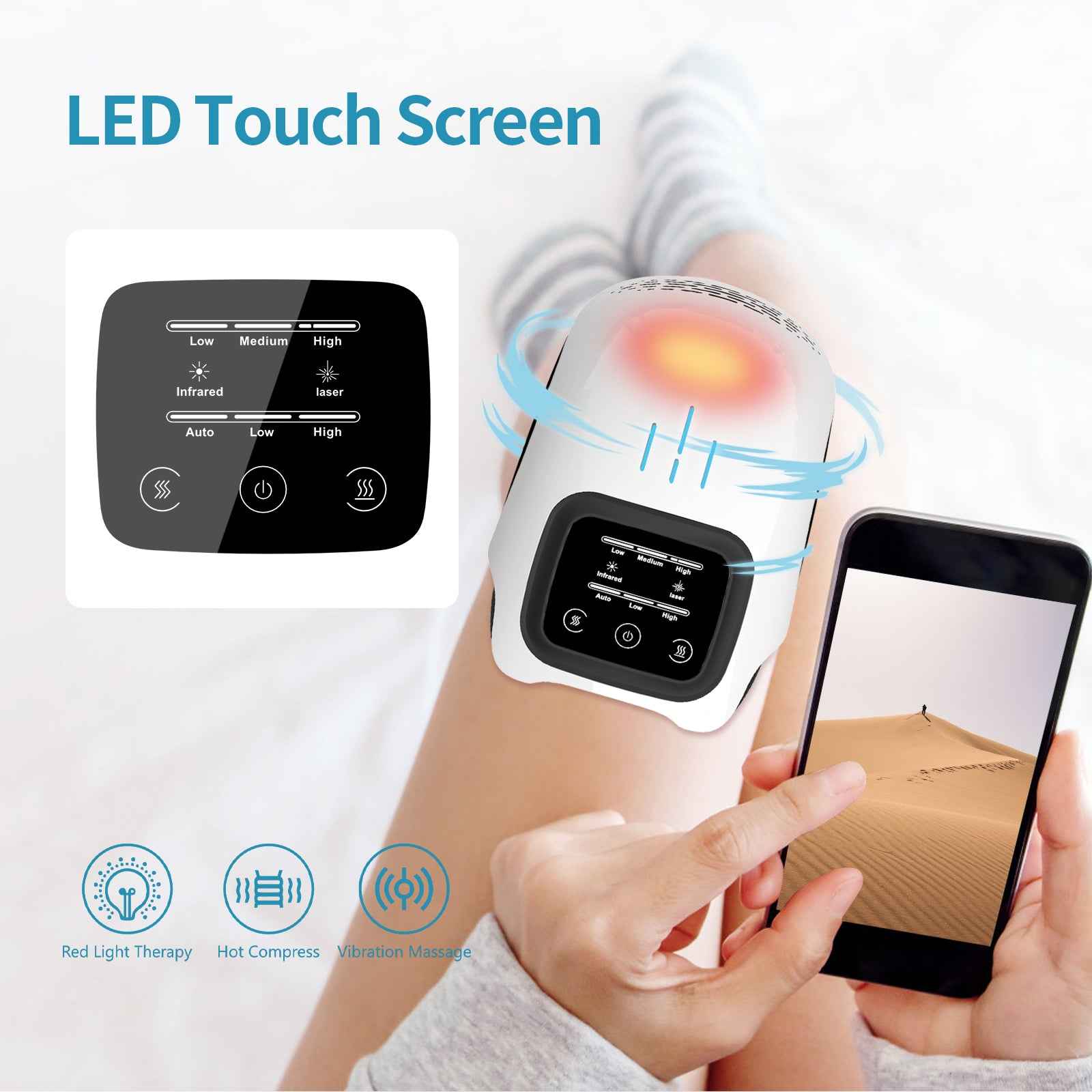 Intelligent Electric Knee Massager with Heating and Infrared Therapy - Rechargeable
