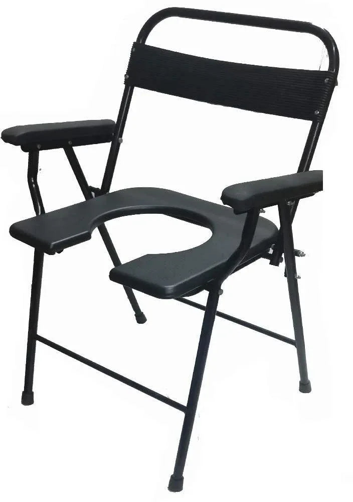 Foldable Bedside Commode Chair with Armrest