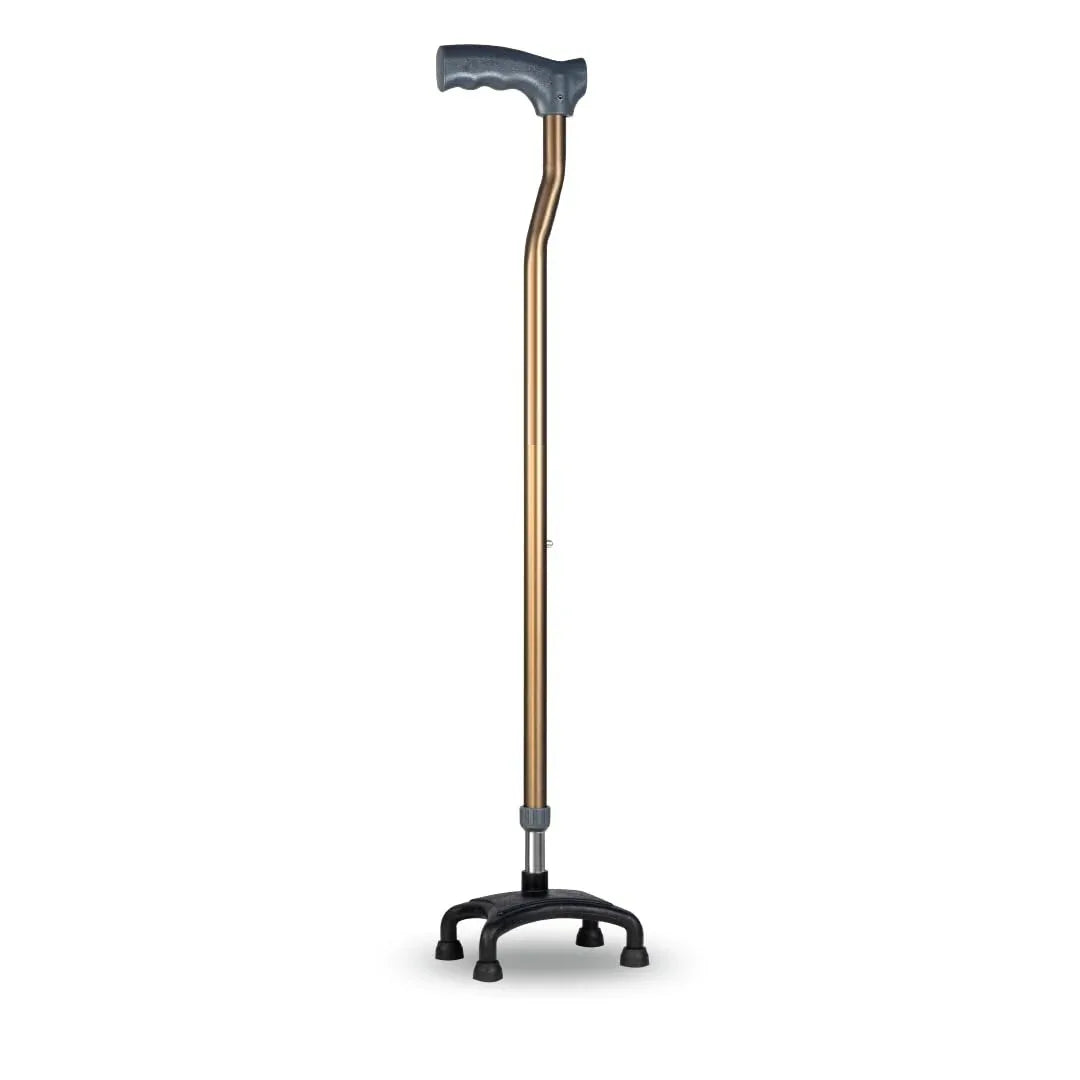 L Shape Quadripod Adjustable Walking Stick Gold